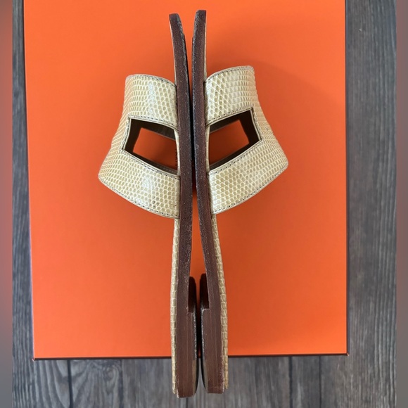 HERMÈS Oran Exotic Lizard skin sandals Sz 35.5 - Picture 4 of 10